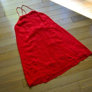 Alice + Olivia Bev Mini Dress Light Poppy Red Crisscross Embroidered Size M